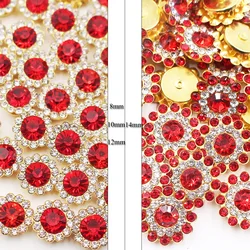 8mm-14mm Fiore del sole Artiglio del pizzo Strass Base della tazza d'oro Cristalli glitter Pietre Strass da cucire per il ricamo Bottone di vetro