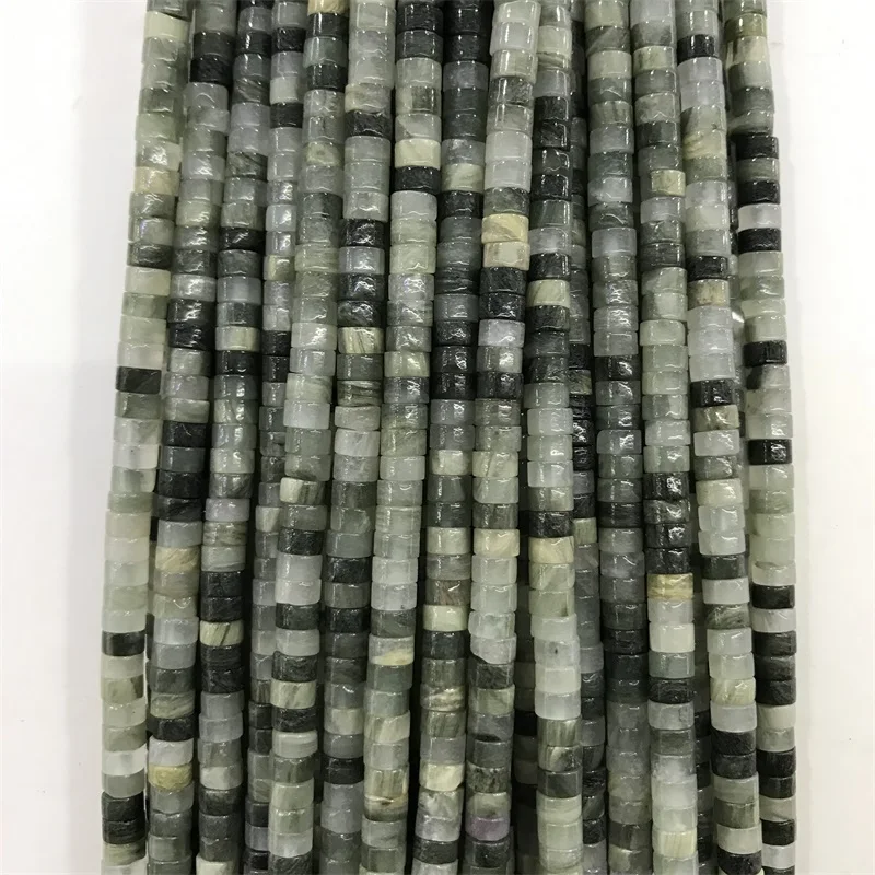 2*4MM Heishi Tiny Green Grass Silk Gemstone Flat Round Loose Natural Stone Beads For Jewelry Necklace Making DIY
