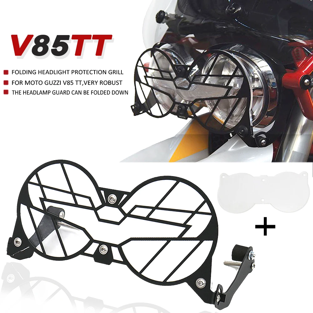 

NEW Motorcycle V85TT With Acrylic Glass For Moto Guzzi V85 TT Folding Headlight Guard Protector Grill Double Protection