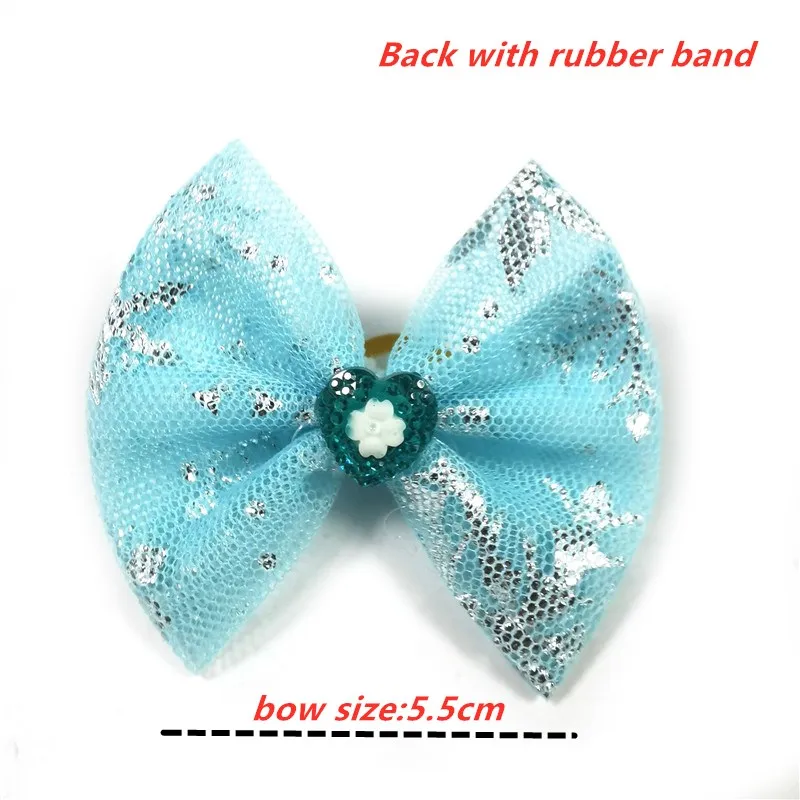 50/100pcs Winter Pet Hair Bows Boy Girl Dog Grooming Bows Rubber Bands Blue Snowflake Dog Pet Hair Accessories Grooming Product