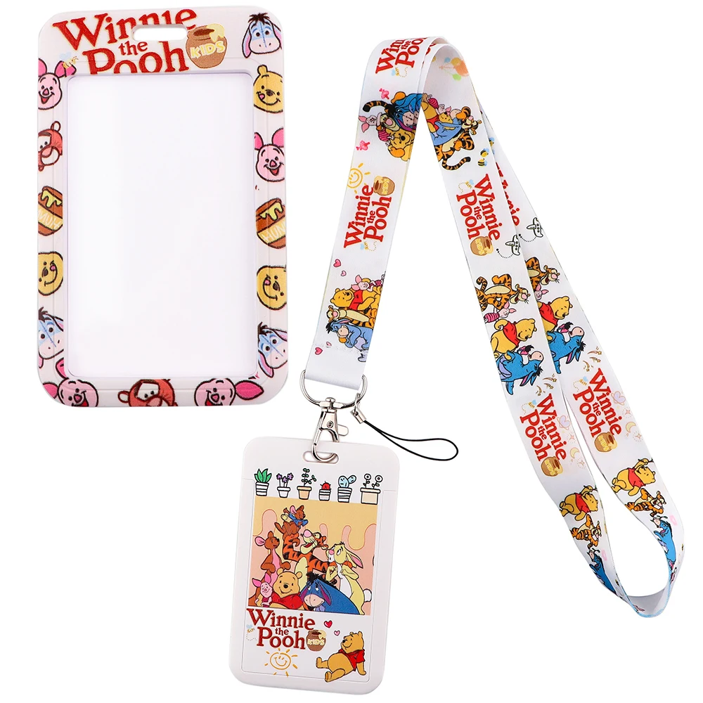 YQ243 Winnie the Pooh Keychain Lanyard Neck Straps for Key ID Card Badge Holder Necklace Cord Tigger Hang Rope Lariat Kids Gift