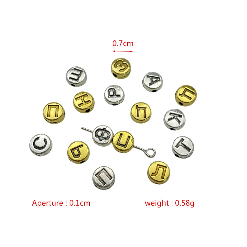 JunKang Alloy Antique silver gold oval ❤-shaped 26letter Arabian 33-letter gasket DIY bracelet necklace spacer beads accessories