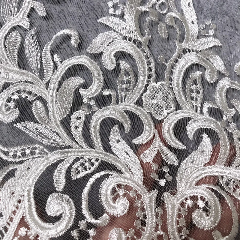 12Y-3Y-1Y. Elfenbein, Breite 43cm/40cm, Rayon-Spitzenstoffbesatz, Hochzeitskleid, Rock, breiter Schleppenschleier, Spitzenzubehör RS2904 – Detail 10