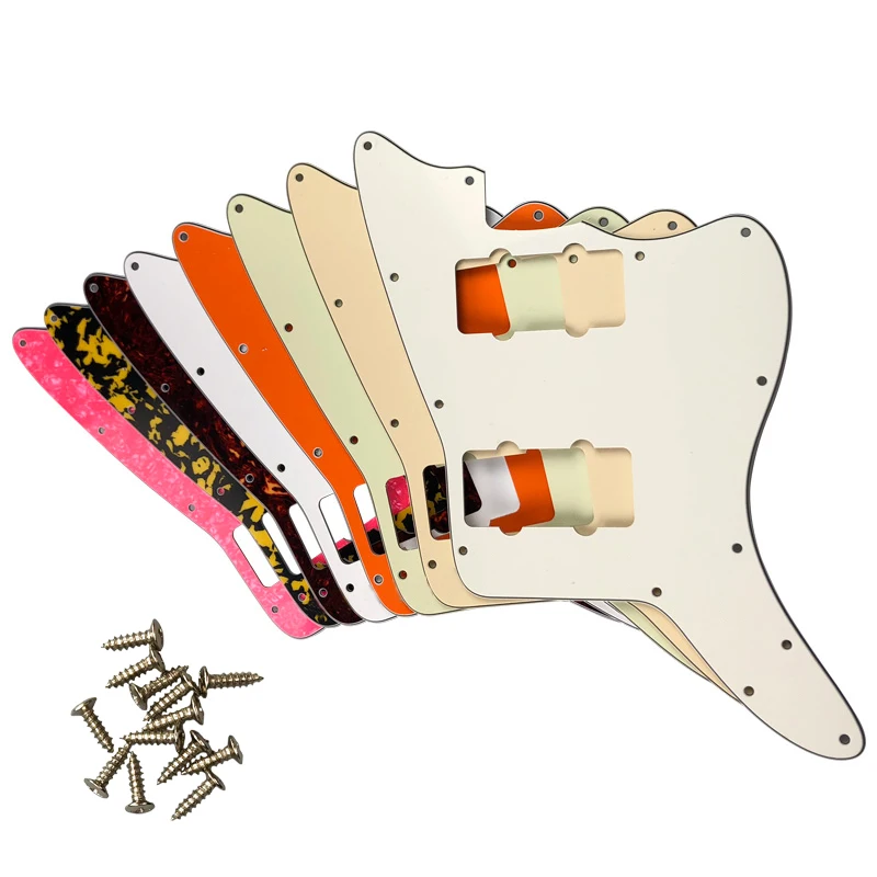 

Xinyue Custom Guitar Parts - For US Fedner Jazzmaster Electric Guitar Pickguard Blank Whit 2 Pickups Replacement Flame Pattern