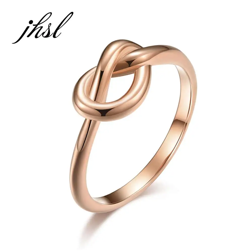 JHSL Brand 2mm Luxury Stainless Steel Women Rings Black Rose Gold Silver Color US size 4 5 6 7 8 9 10 11