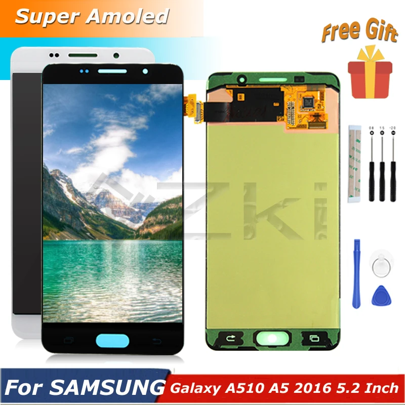 

5.2" For Samsung Galaxy A5 2016 A510 LCD Display Touch Screen Replacement A510F Digitizer Assembly A510M A510FD A5100 With Tools