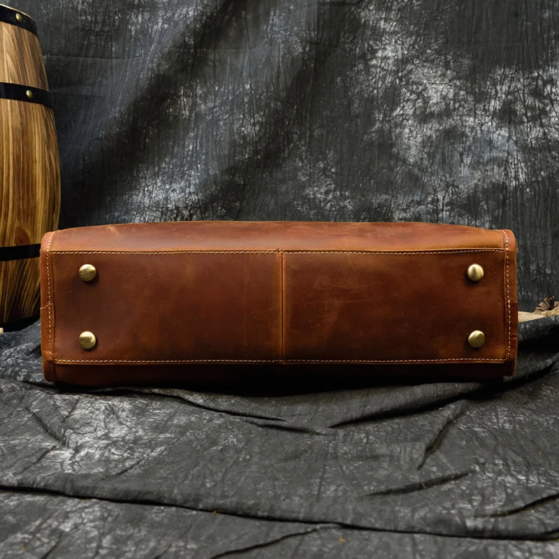 Newsbirds Mens Leather Handbag 15.6 Inch PC Notebook Laptop Briefcase Shoulder Bag 100% Cowhide Man Bag Male Business Bag