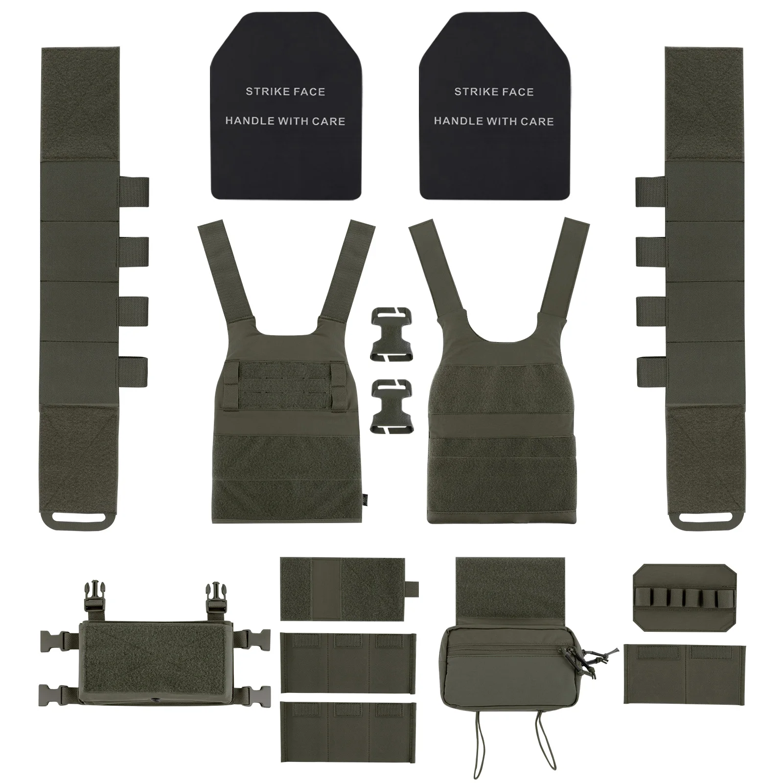 Imagem -06 - Krydex-low Vis Slick Colete Tático Transportador de Placa com Elastic Cummerbund Mk3 Painel Chassis Drop Sack Pouch Camo Vest Micro Luta