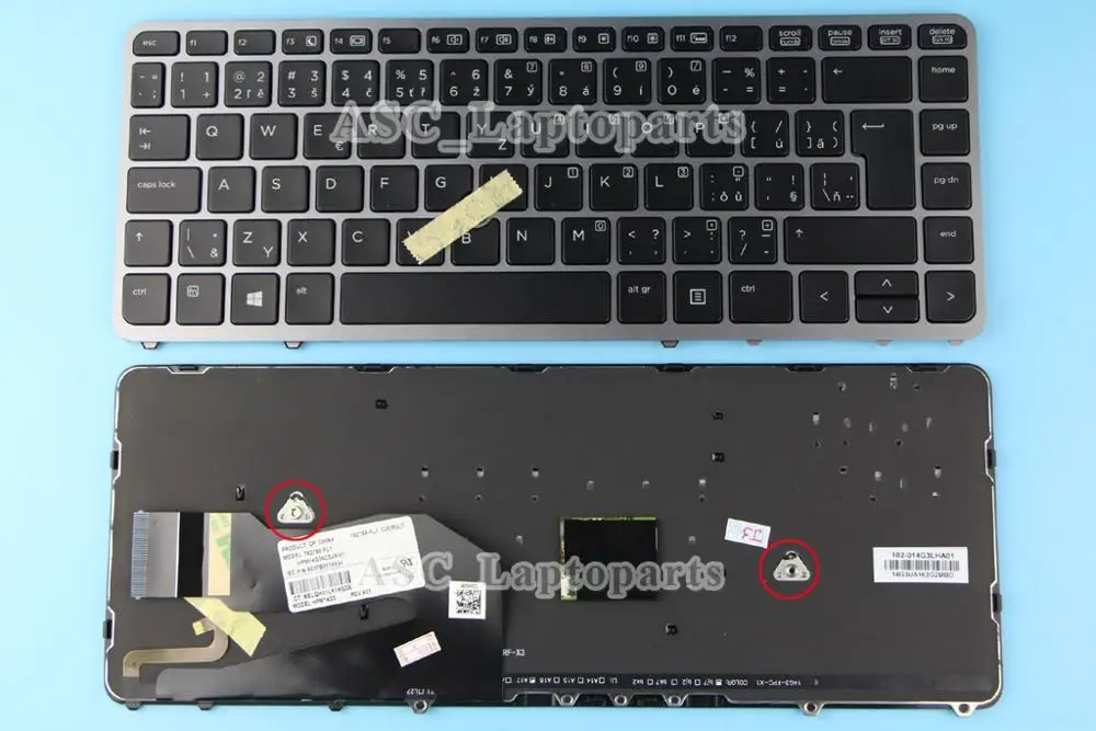 Czech Slovak čeština slovenčina Keyboard For HP Elitebook 840 G1 850 G1 , 840 G2 850 G2 BACKLIT Silver Frame Black