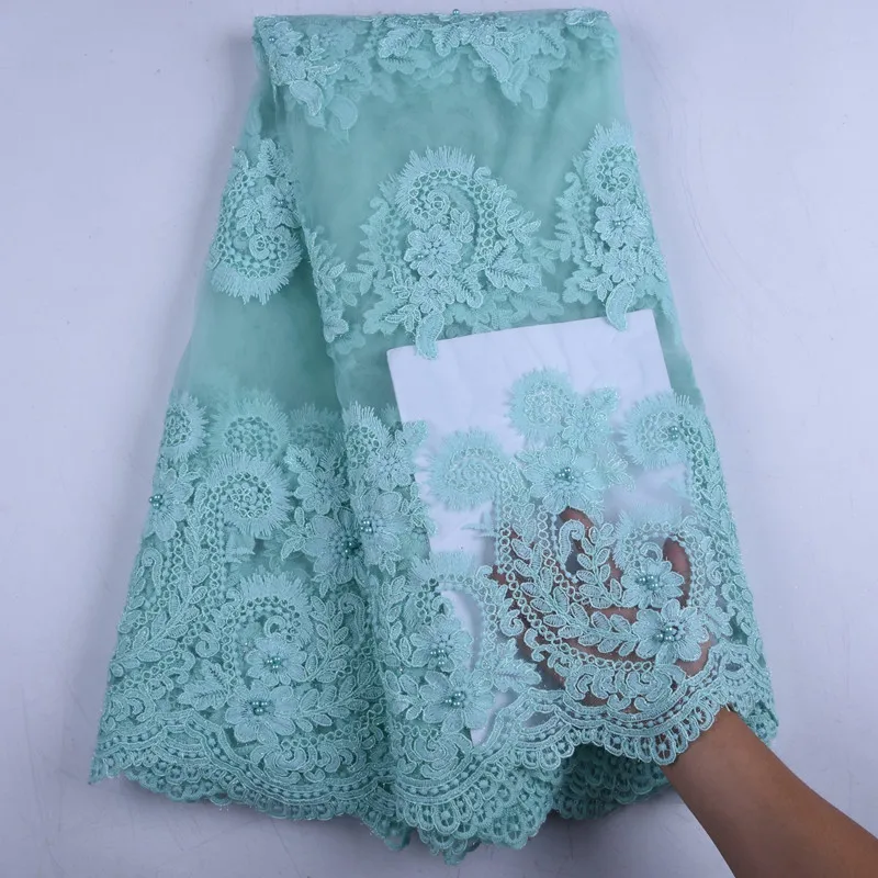 Mint Green African Lace Fabrics French Tulle Lace Fabric 2019 High Quality Nigerian Laces Guipure Mesh Fabric For Wedding S1575