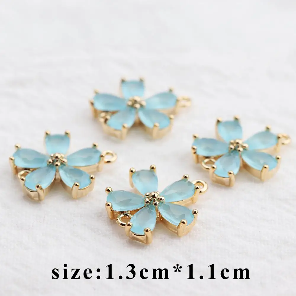 GUFEATHER M524,jewelry accessories,18k gold plated,copper,zircons,pass REACH,nickel free,flower shape,charm,diy earring,6pcs/lot