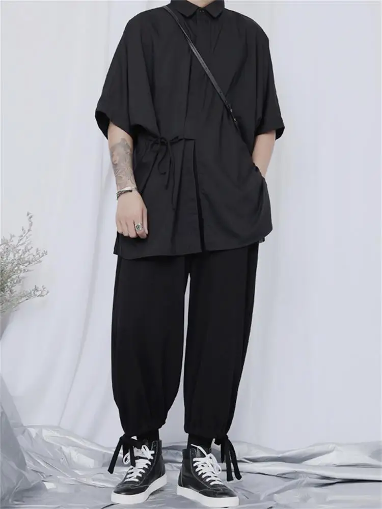 Men's Wide-Leg Pants Spring And Autumn New Style Hair Stylist Singer Fashion Trend Japanese Punk Casual Oversized Pants