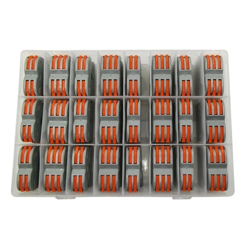 48PCS/Box Pin-222 Wire Connector Mini Fast Wire Connectors Universal Compact Wiring Conductors Terminal Block SPL-2/3 SPL-2C/3C