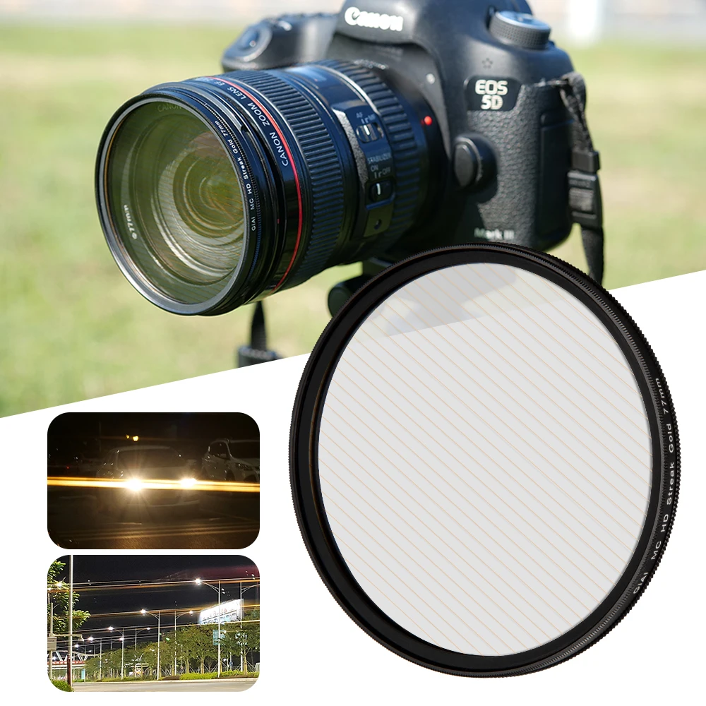 GiAi Photogaphy 액세서리 방수 줄무늬 필터 블루 골드 레인보우 카메라 렌즈 86 82 77 72 52 37mm
