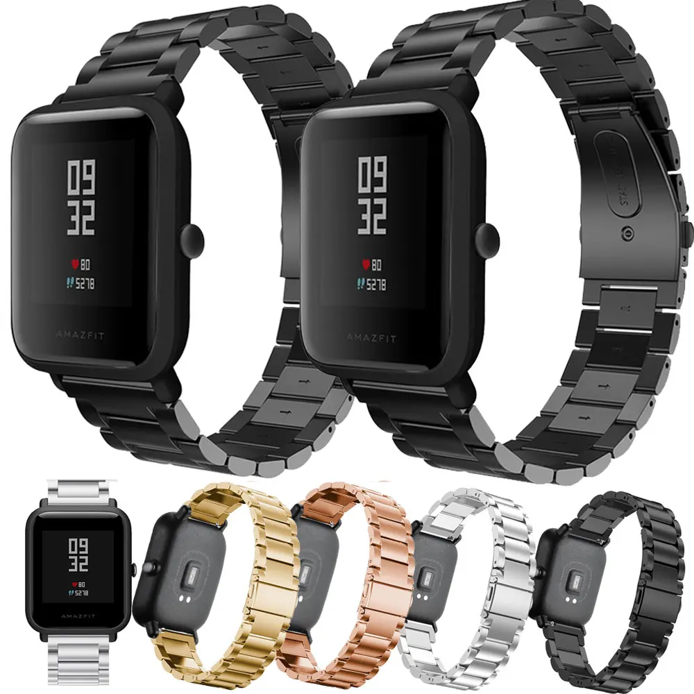 

20 мм ремешок для Xiaomi Huami Amazfit Bip/Bip S Youth Lite Смарт-часы браслет из нержавеющей стали браслеты для Amazfit GTR 42 мм