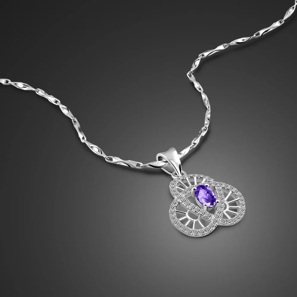 Choker Chain Jewelry Goth Purple Zircon Flowers Pendant Choker Necklace for Women 100% 925 Sterling Silver Charm Chain Wholesale