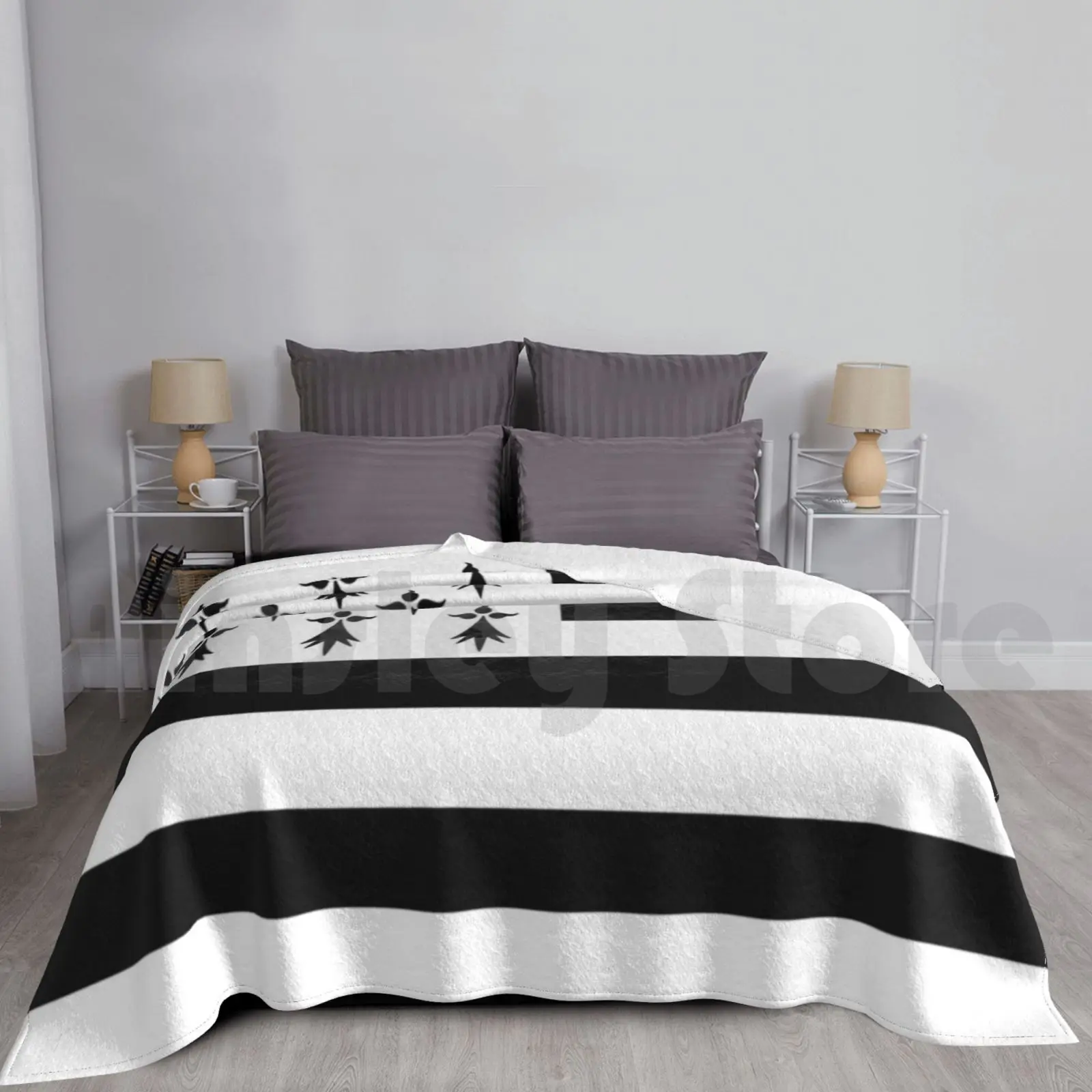 Breton Flag Blanket For Sofa Bed Travel Brittany Breizh Breton