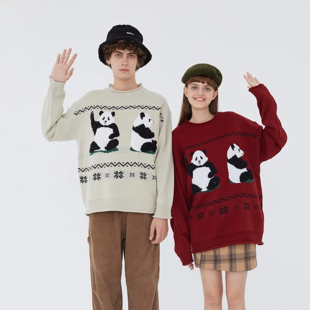 Kawaii Cute Cartoon Vintage Clothes Knitted Retro Sweater Harajuku Men Clothing Pull Homme Tops Sweaters Pullover Sweter Nice