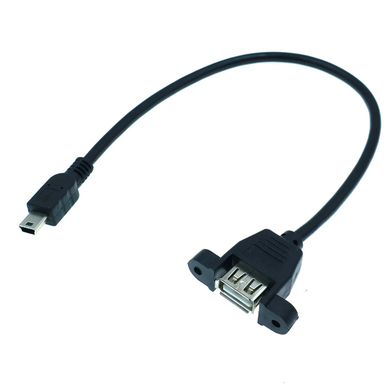 Mini USB Male to USB 2.0 Female Extension otg Cable With Panel Mount Screw Hole Lock Connector Adapter Connector for Computer