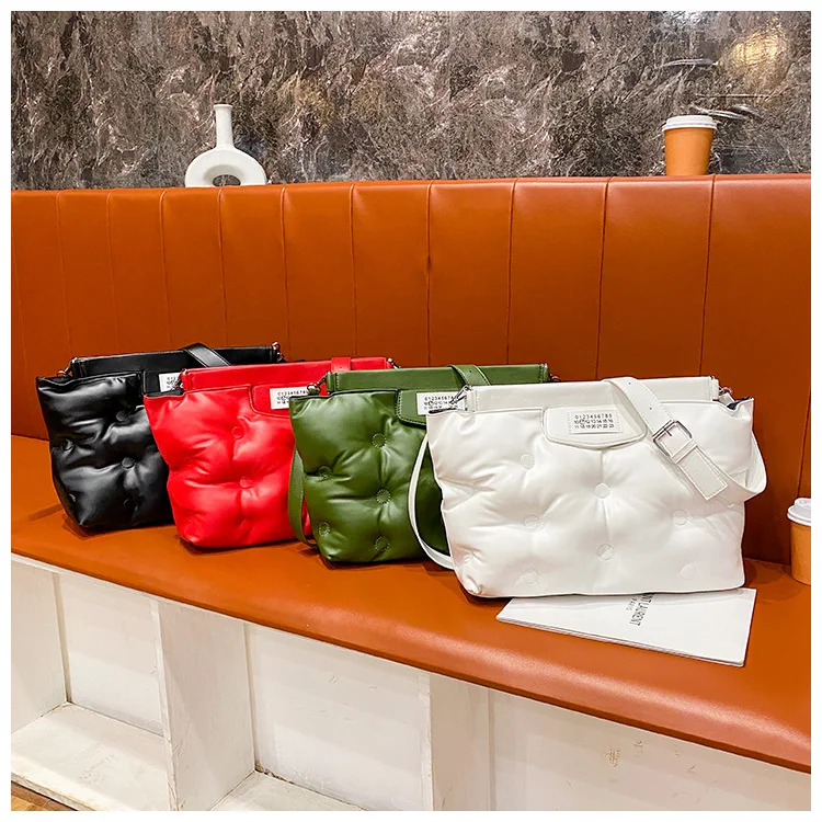 Women Bag New Autumn Winter PU Bucket Single Fashion Solid Down Bag Shoulder Bags Handbag Crossbody Euro-America Style