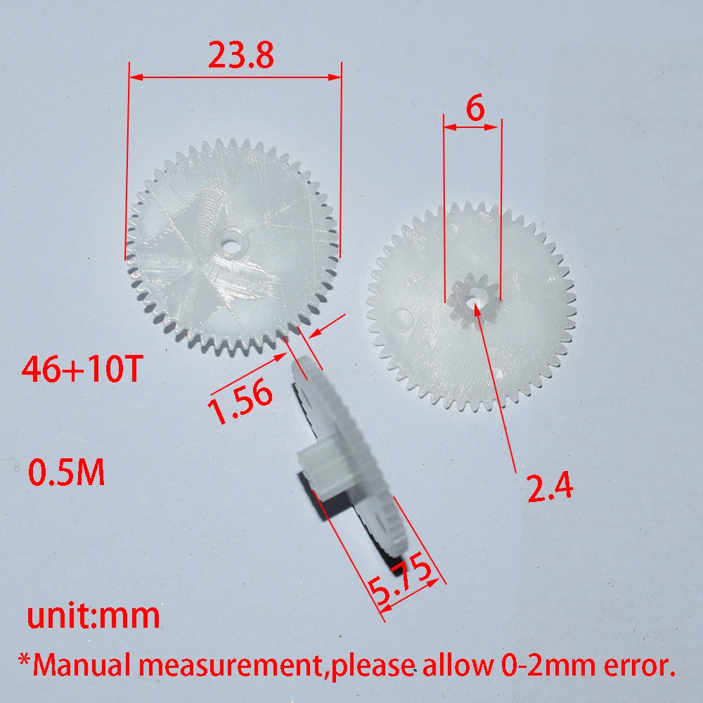 30szt 46+10T 2.5mm otwór plastikowa przekładnia 0.5M dron rc samochód samolot robot zabawki dla dzieci dla chłopców diy akcesoria dla dzieci GP46102.5