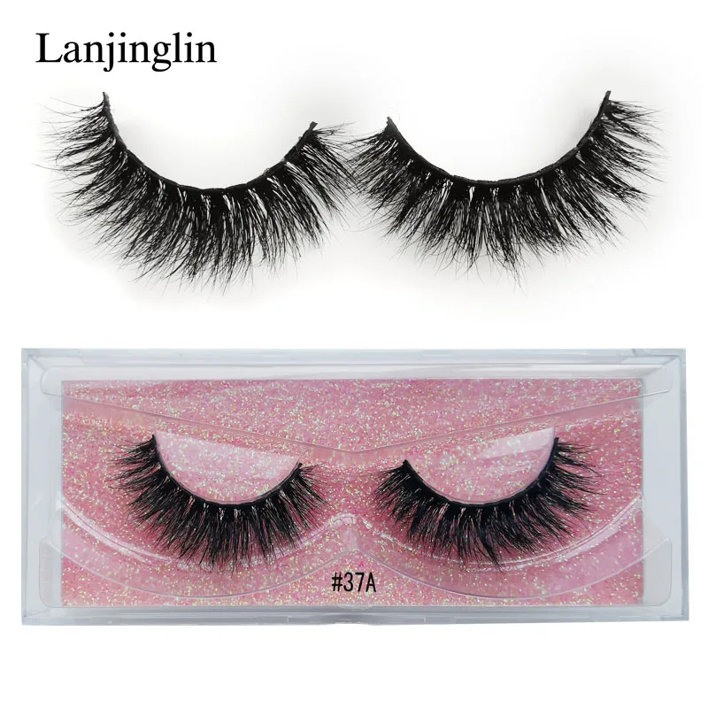 LANJINGLIN 1 paar nerz wimpern 100% Cruelty free handgemachte natürliche lange falsche wimpern flauschigen weichen gefälschte wimpern verlängerung make-up