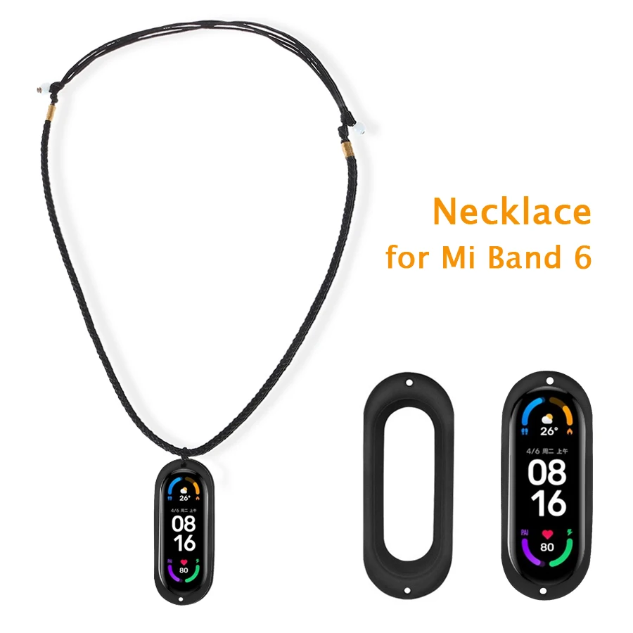 For Mi Band 6 Bracelet Wristband DIY Knitted Necklace With Rubber Pendant Holder Case for Xiaomi Mi Band 8/4/5 Strap Accessories