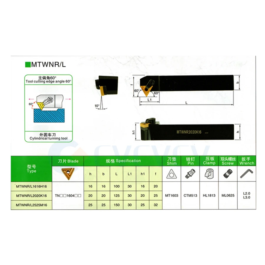 Durable MTWNR2020K mmtwnr/L tornio CNC estremità della macchina portautensili per tornitura esterna durevole di alta qualità