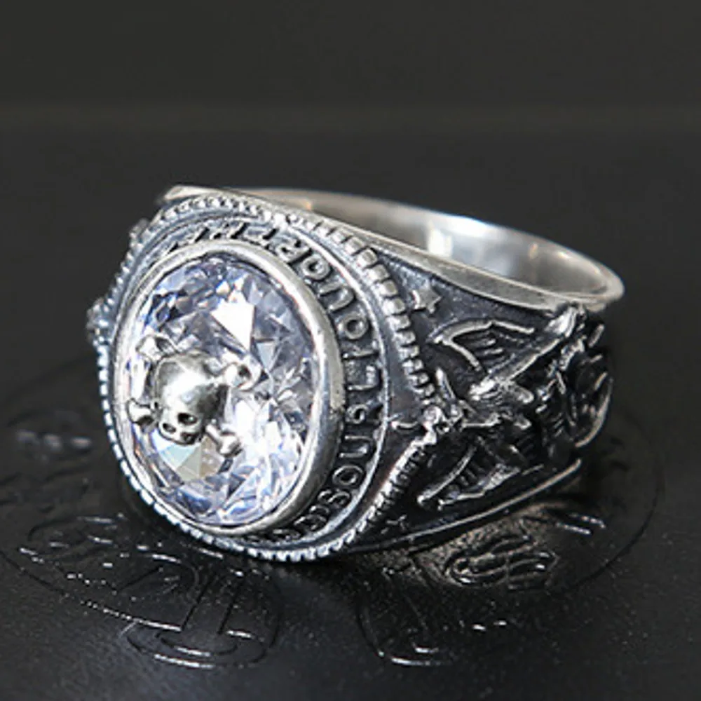 New  S925 Silver Ring fFashion Jewelry Vintage Spider White Zircon Personalized  Man Ring