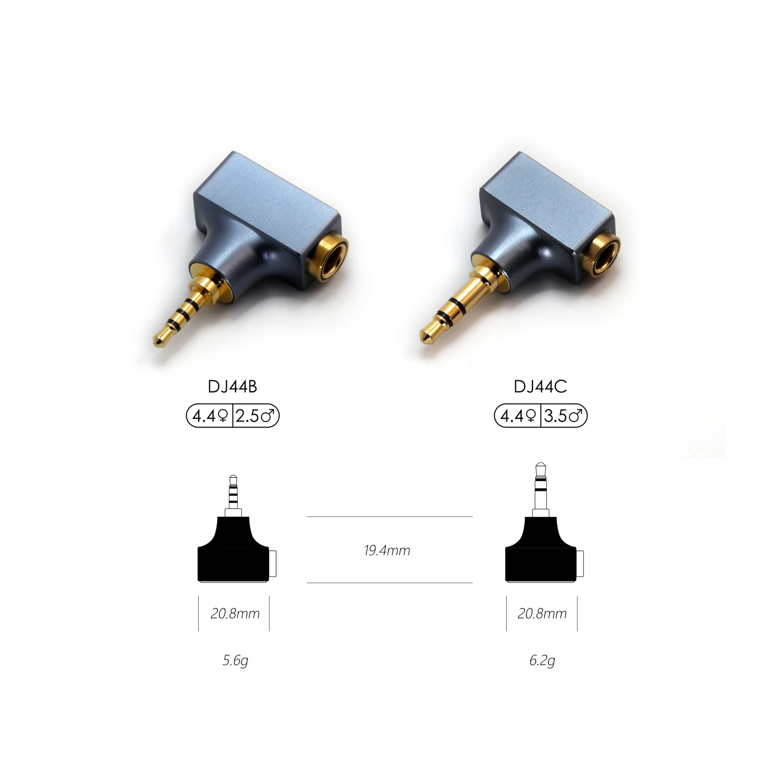 DD ddHiFi New DJ44C DJ44B Mark II Female 4.4mm to 2.5mm 3.5mm Male Headphone Adapter for HiFi MP3 Music Player DAP DAC