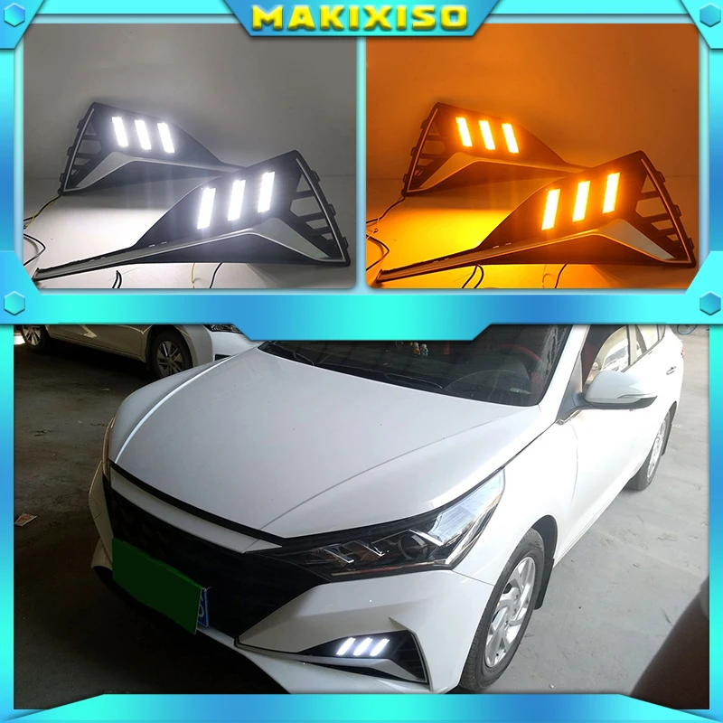 LED DRL Daytime Running Light Fog Lamp 12V Car Running Lights For Hyundai Accent Solaris Verna 2020