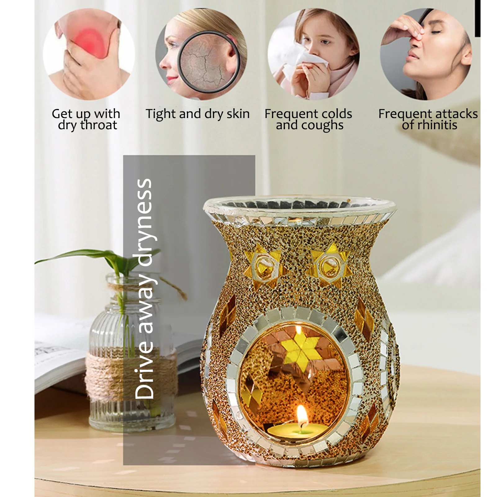 Candle Furnace Aromatherapy Lamp Essential Oil Furnace Household Incense Burner Vintage Light Candle Holder Home Table Decor