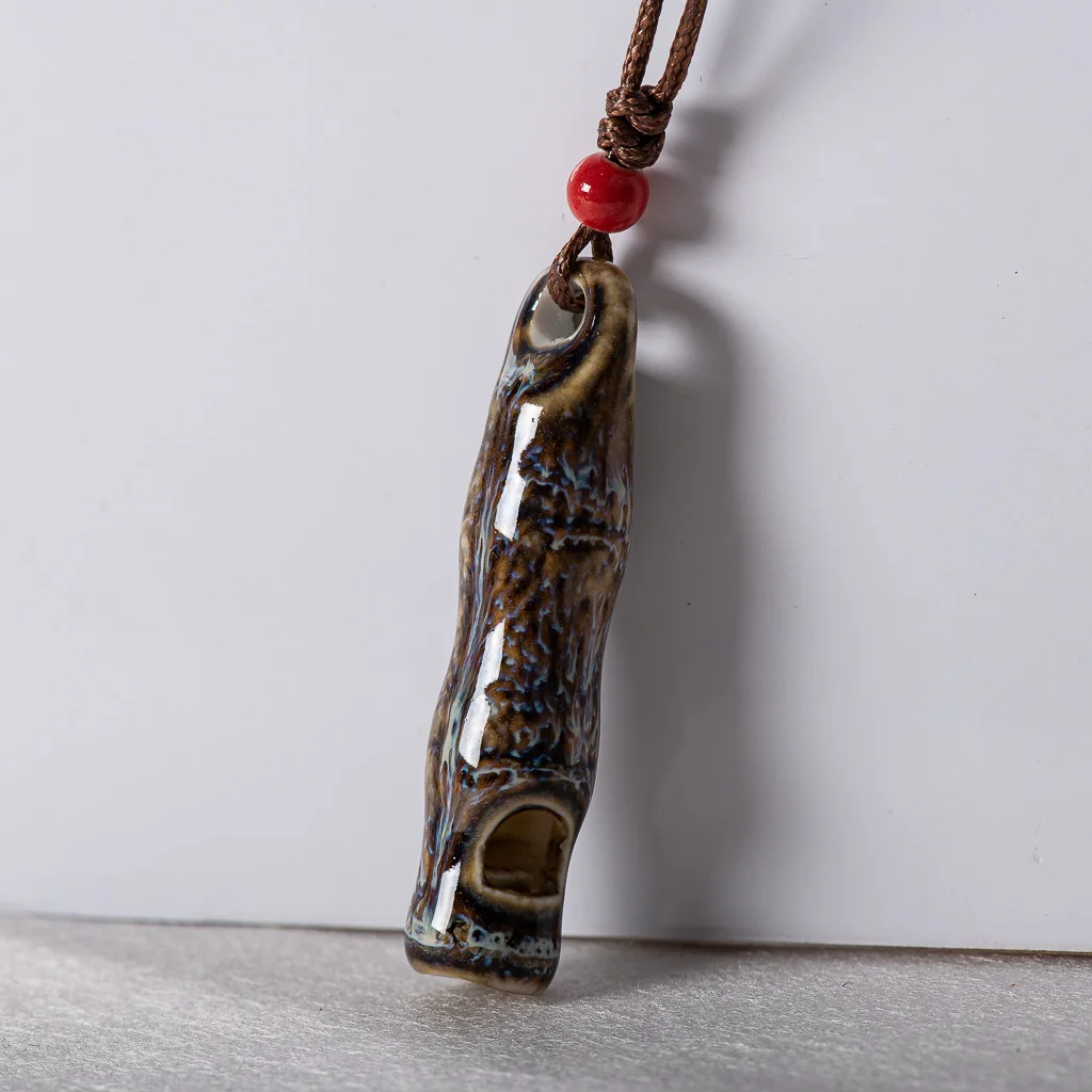 Ceramic Bamboo necklace with Whistle Pendant Children Gift retro accessory jewelry #FY528