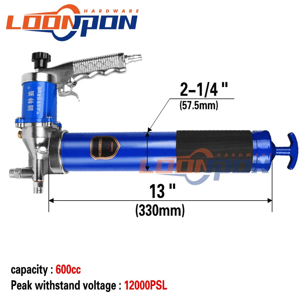 Car Manual One Hand Grip Air Mini Pneumatic Compressor Pump Grease Tith Pipe Tupe Hose For Gun Blue For SUV Truck Excavator Car