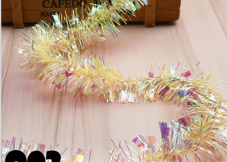 2 Stück 2m Schillernde Künstliche Madder-Farbene Folien-Quastengirlande für Weihnachtsbaum, Hochzeit, Geburtstag, Party, Heimdekoration – Detail 5