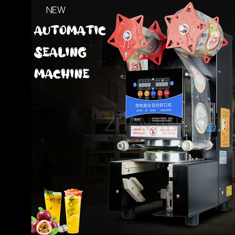 Commercial Sealer Intelligent Fully Automatic Drink Soy Milk Milk Tea Shop Equipment Plastic Paper Cup Food Processing Sealed