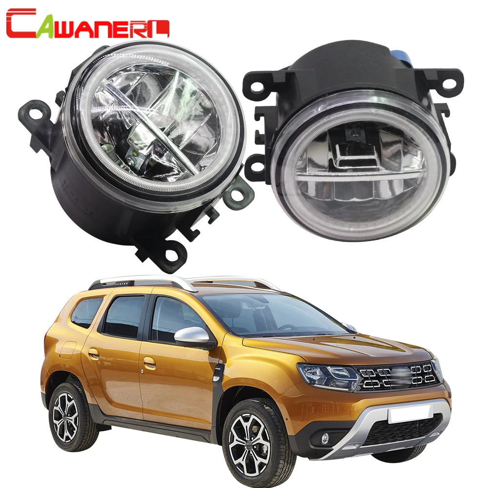 

Cawanerl For 2012-2015 Renault Duster Closed Off-Road Vehicle Car LED Bulb Fog Light + Angel Eye Daytime Running Light DRL 12V