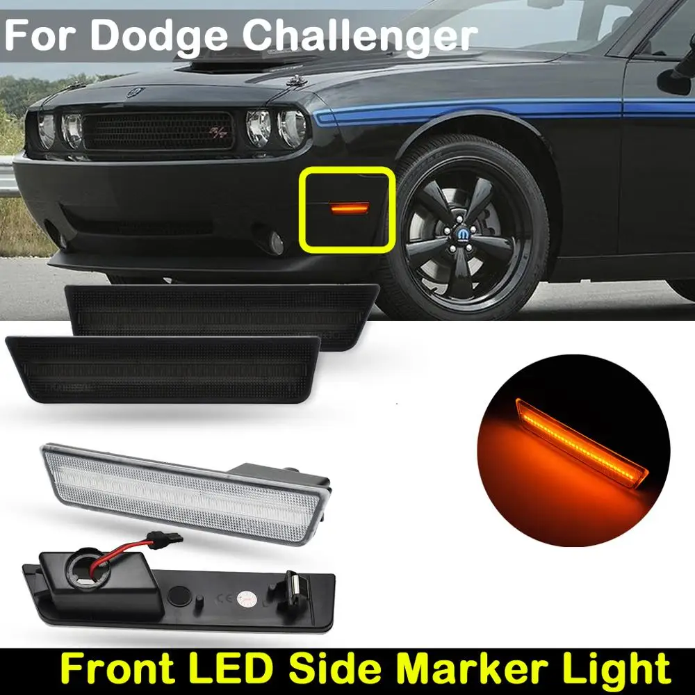 

For Dodge Challenger 2008-2014 clear lens or smoked lens car front amber turn signal light LED side marker lamp