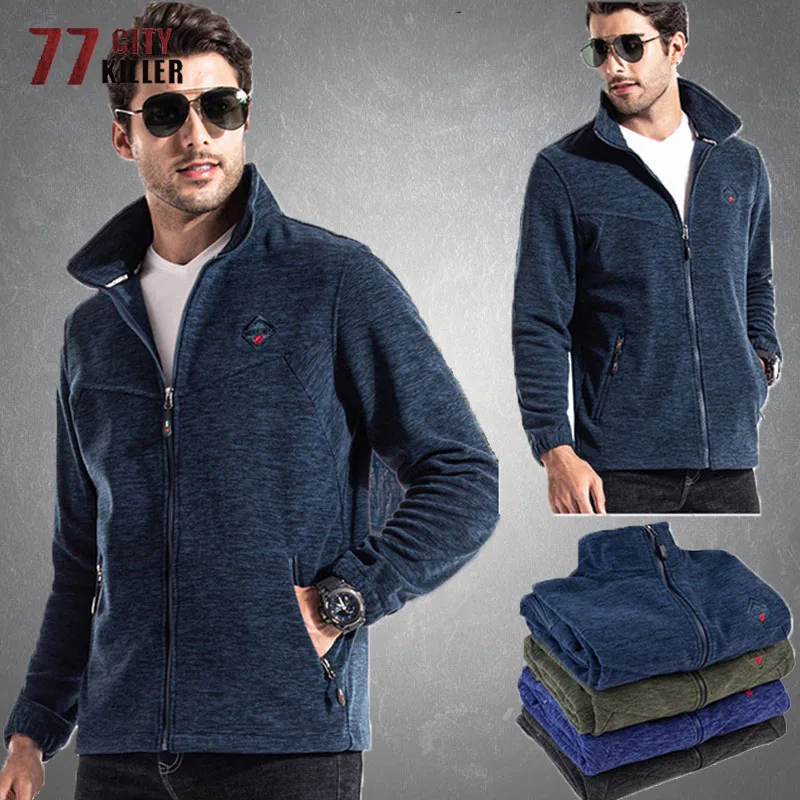 New Fleece Jacket Men Military Bomber Winter Thick Warm Parkas Coats Male Spring Casual Loose Solid Color Mens Jackets Clothing