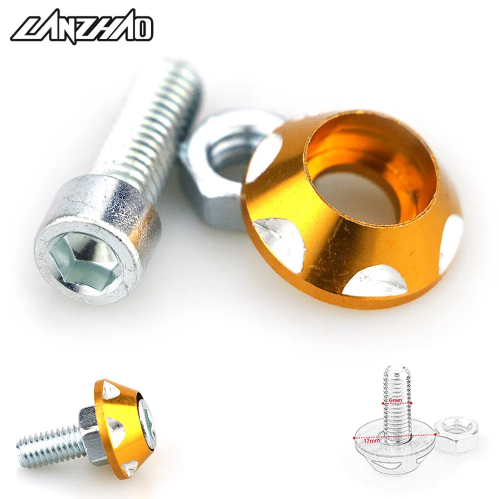 Motorcycle License Plate Screw M6 Aluminum Alloy Bolt Nut Mounting Accessories for Honda Yamaha Kawasaki Ducati Aprilia BMW MOTO