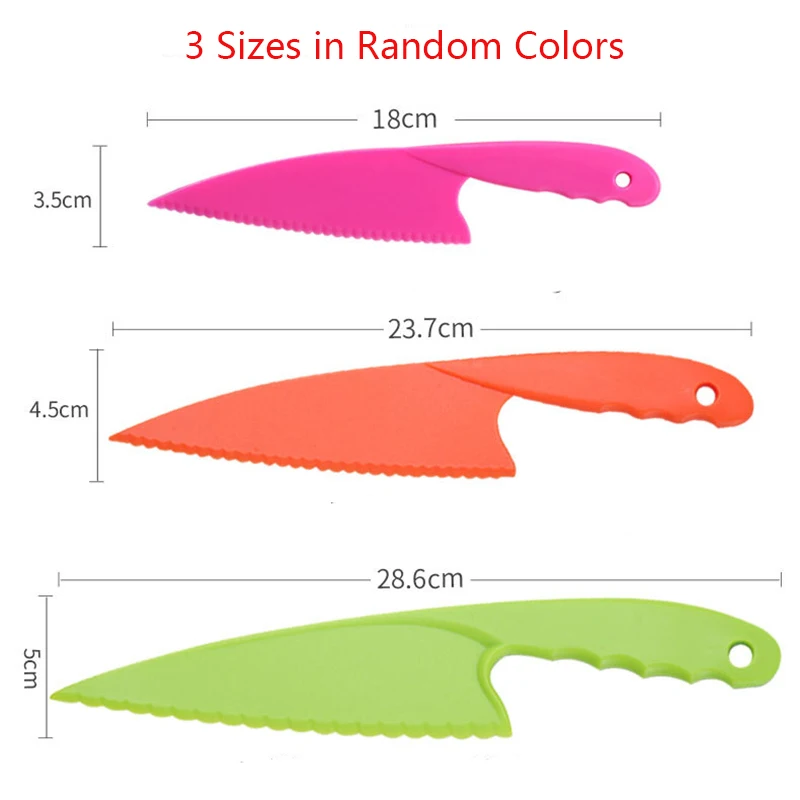 Colorful Children\'s Safe Cooking Knife Chef Nylon Knives Fruit Bread Cake Salad Lettuce Knifies  Plastic Kitchen Tools Set 2022