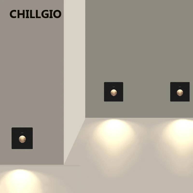 CHILLGIO Magnetic Sensor Waterproof Staircase Lights Indoor Outdoor Aluminum Wall Lighting Recessed In Floor LED Stair Step Lamp