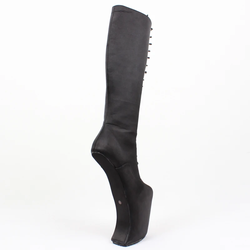 Women Knee-High Boots Strange Hoof Sole 22CM Super High Heel Platform Sexy Cross-tied Boots