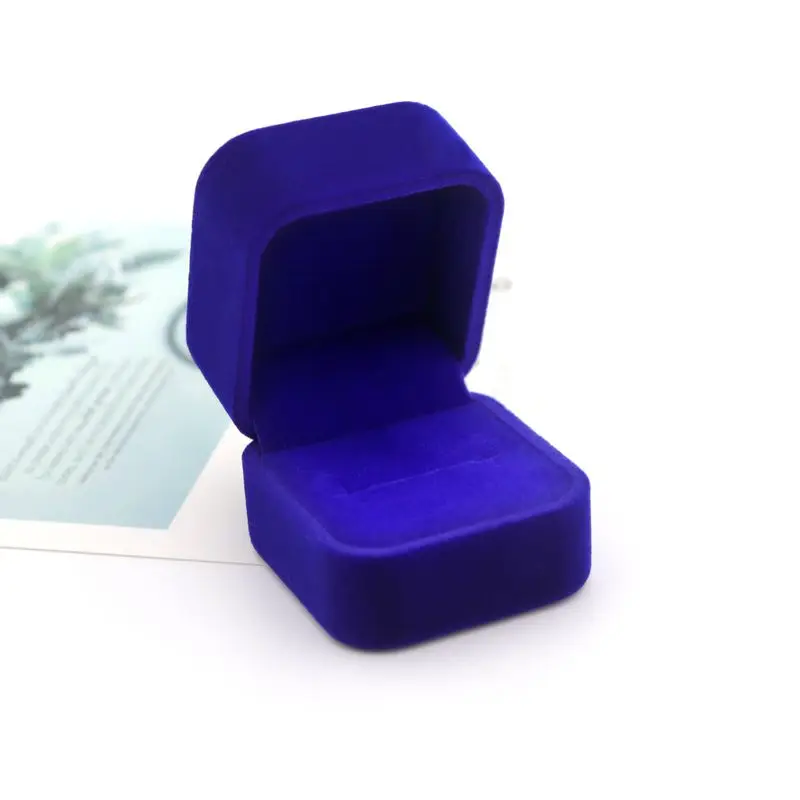 Samt Quadrat Rosa Blau Rot Verlobung Hochzeit Ring Box Kleine Schmuck Geschenk Verpackung Schmuckstück Lagerung Display Halter Großhandel