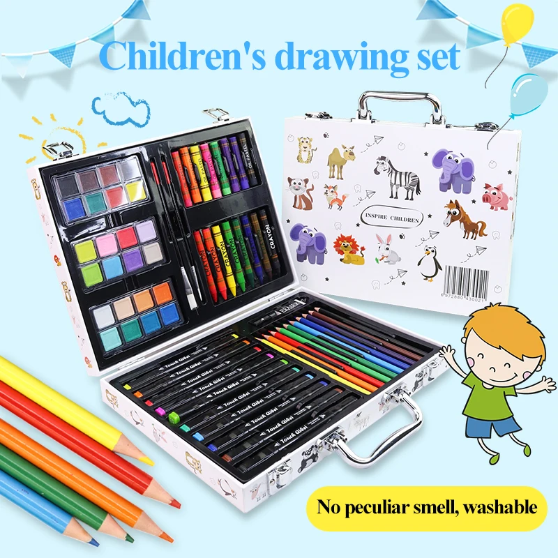 

Children's Drawing Set 50/59/65/66pcs with Marker Color Pencil Coloring Book Watercolor Paint Brush Professional Art supplies