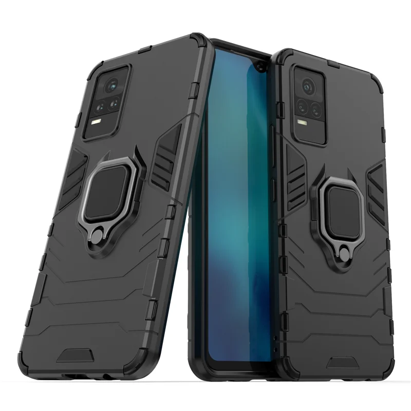 Hybrid Rugged Armor Shockproof Case For VIVO V21E V21 Y73 Y72 5G Y51 Y31 Y20 Y30 Y50 Magnetic Metal Ring Stand Protective Cover