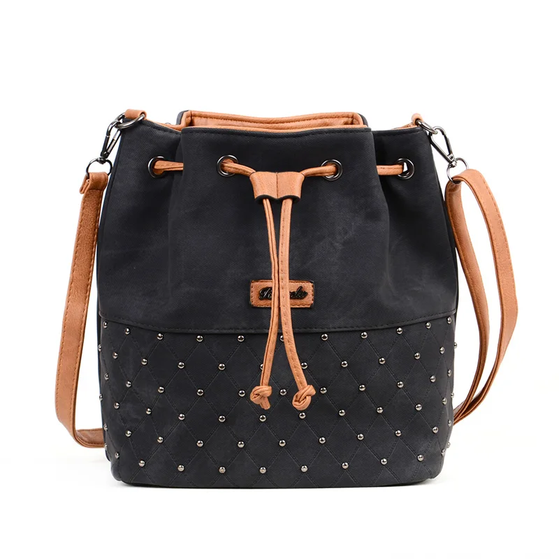 

New Vintage Bucket Crossbody Bags For Women Pu Leather Shoulder Bag Big Capacity Handbag Designer Women Messenger Bags