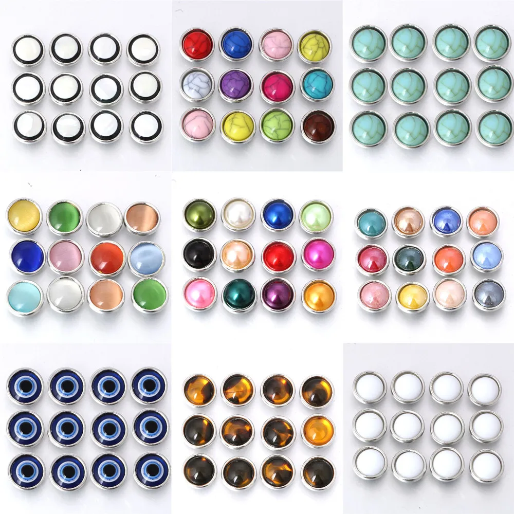 10pcs/lot New Resin 12mm Snap Button Jewelry Fit Snap Bracelet Earrings Necklace 12mmMini Snap Buttons For Snap Button Jewelry