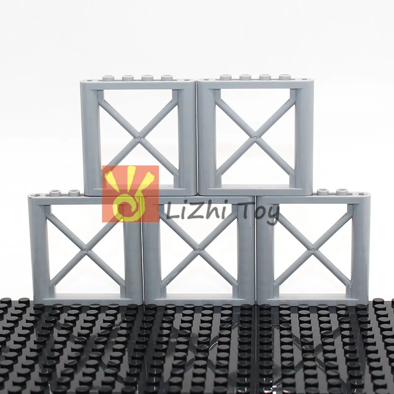 MOC Lattice Wall 1X6X5 DIY Enlighten Block Brick Part No.64448 Handrail Enclosure Compatible with All Brands Assembles Particles