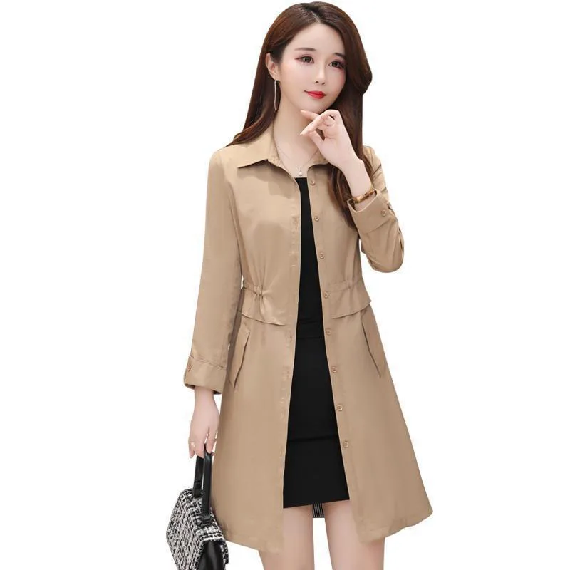 

Women's Jacket Spring Autumn 2022 New Hooded Casual Windbreaker Female Thin Coat Mid-length All-match Loose Outerwear Women